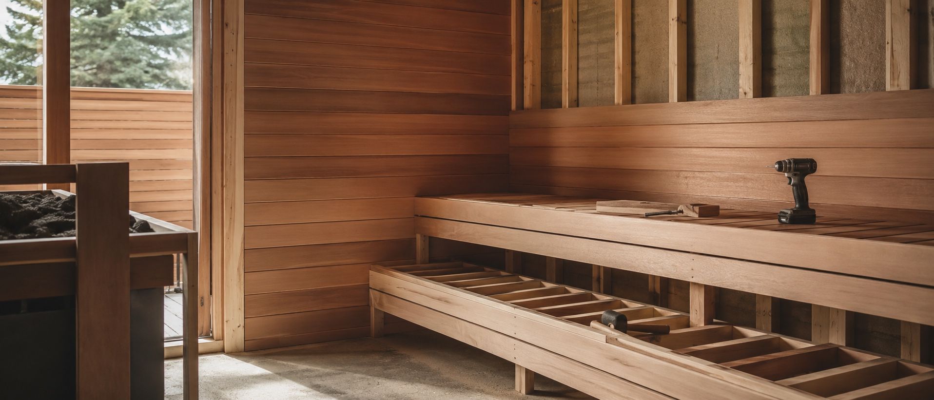 Cedar sauna interior