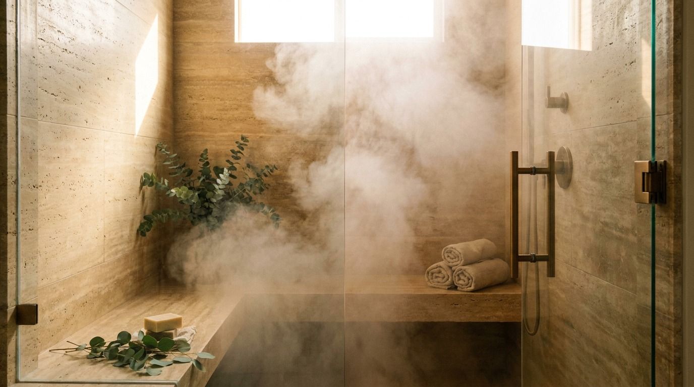 Steam drifting inside a home steam room