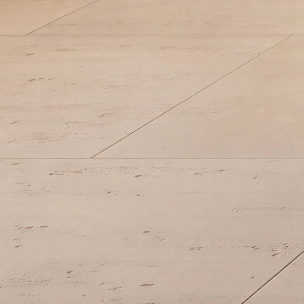 Honed travertine, large format, swatch cut from a rendering.